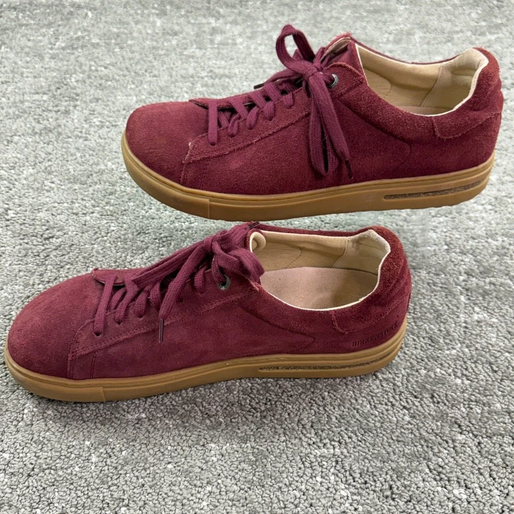 Birkenstock Bend Low Men 10 Maroon Suede Gum Sole Lace Up Sneakers